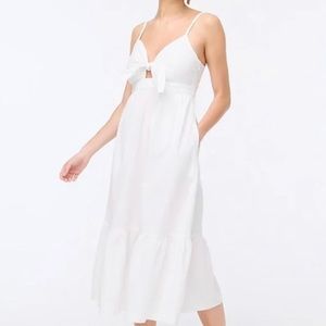 NEW J.Crew Seersucker tie-front cutout midi dress